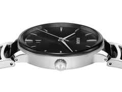 Rado Centrix Quarz Edelstahl 39,5mm schwarzes Zifferblatt Metallband – Herrenuhren Uhr mit Datum aus Edelstahl und Keramik. Das Gehäuse ist rund und silber. Das Keramikarmband ist schwarz. Das Zifferblatt ist ein Index in schwarz. – Ansicht 3