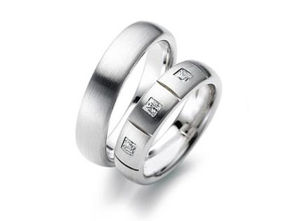 Gerstner Trauring Paar 28 mit Diamant Princess – Ringe Trauring mit Besatz aus 950 Platin.