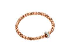 Fope Eka Flex'It   Armband   schmal Roségold 1 Ronde mit Brillanten 0,89ct M flexibel – Armschmuck Armband aus 750 Rotgold, 750 Weißgold und und .