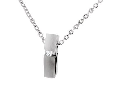 Ernstes Design K740 Collier mit Brillant – Anhänger Anhänger mit Besatz aus Edelstahl.