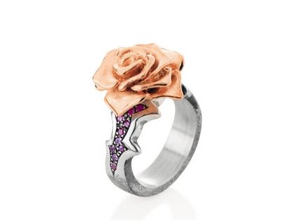 Drachenfels Design Rose of Antoine Rosenring – Ringe Ring mit Besatz aus 925 Silber und und vergoldet.