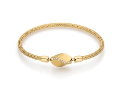 Jörg Heinz Flex-Armband Strumpfgeflecht Gelbgold 16cm mit Silikonkern für Wechselschließe – Armschmuck Armband in gelbgold und aus 750 Gelbgold und Kunststoff. – Ansicht 4