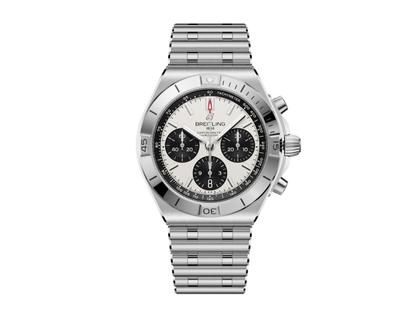Breitling Chronomat B01 42 Chronograph Automatik Edelstahl weißes Zifferblatt Metallband – Herrenuhren Chronograph aus Edelstahl. Das Gehäuse ist rund und silber. Das Edelstahlarmband ist silber. Das Zifferblatt ist ein Index in weiß.