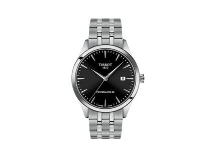 Tissot Classic Dream Automatik Edelstahl 40mm schwarzes Zifferblatt Metallband – Herrenuhren Uhr mit Datum aus Edelstahl. Das Gehäuse ist rund und silber. Das Edelstahlarmband ist silber. Das Zifferblatt ist ein Index in schwarz.