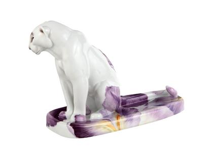 Meissen Figur Sitzender Panther "Giant Bloom" – Porzellanwaren Porzellandekoration in weiß und aus Porzellan. – Ansicht 2