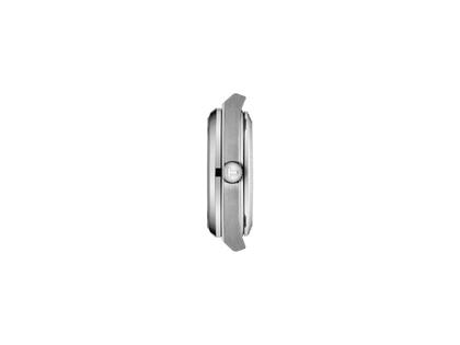 Tissot PRX Quarz Edelstahl 35mm weißes Perlmutt-Zifferblatt Metallband – Damenuhren Uhr mit Datum aus Edelstahl. Das Gehäuse ist rund und silber. Das Edelstahlarmband ist silber. Das Zifferblatt ist ein Index in weiß. – Ansicht 2