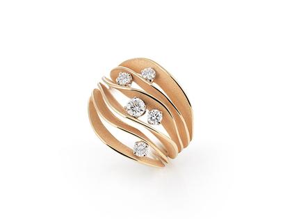 Cammilli Firenze Dune Precious Ring Orange Apricot mit Brillanten 0,550ct – Ringe Ring mit Besatz aus 750 Gelbgold.
