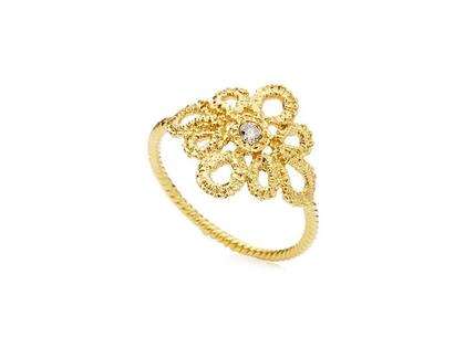 Brigitte Adolph Jewellery Design Miss Medea Ring Gelbgold 15mm mit Brillant champagner – Ringe Ring mit Besatz in gelbgold und aus 750 Gelbgold.