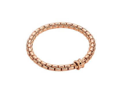 Fope Eka Flex'It Men Armband  mittel Roségold M 1 Ronde mit Brillant 0,020ct schwarz flexibel – Armschmuck Armband aus 750 Rotgold.
