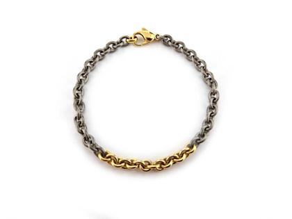 Juwelier Roller Armband aus Titan und Gelbgold 21cm – Armschmuck Armband aus 750 Gelbgold, Titan und und .