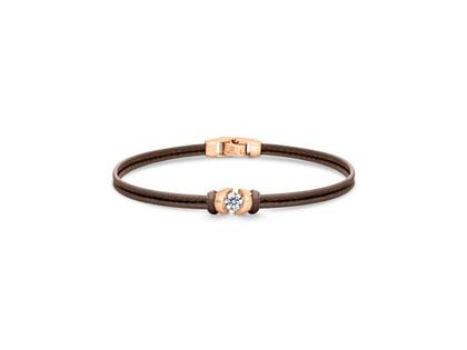 Schaffrath Colortaire Armband Leder (Espresso) und Roségold 2-reihig mit Brillant 0,300ct – Armschmuck Armband in braun und aus 750 Rotgold und Leder.