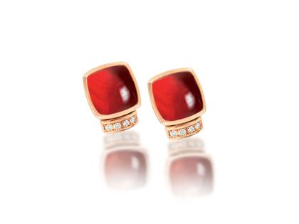 Cédé Creation Ohrstecker Rotgold Granat – Ohrschmuck Ohrstecker aus 750 Rotgold.