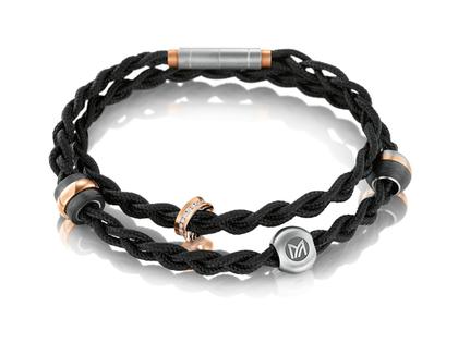 Meister Armband Carbonfaser mit Charms – Armschmuck Armband aus 750 Rotgold, Carbon, Titan und und .