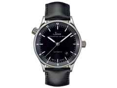 Sinn Spezialuhren 6068 Frankfurter Finanzplatzuhr Automatik Edelstahl 38,5mm schwarzes Zifferblatt Metallband – Herrenuhren Uhr mit Datum aus Edelstahl. Das Gehäuse ist rund und silber. Das Edelstahlarmband ist silber. Das Zifferblatt ist arabisch und schwarz. – Ansicht 2