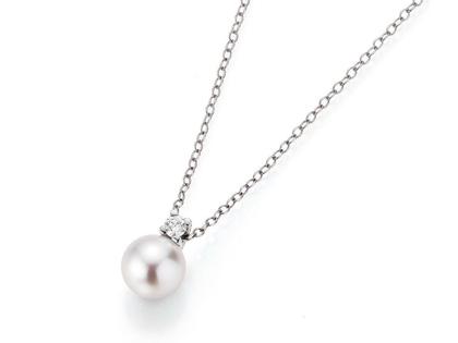 Gellner H2O Collier Weißgold Akoyaperle und Brillant – Halsschmuck Kette mit Anhänger aus 750 Weißgold.