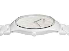 Rado True Thinline X Great Gardens of the World - Chapter 9 "Araukarie" Automatik Hightech-Keramik weiß – Damenuhren Uhr ohne Datum aus Keramik und Titan. Das Gehäuse ist rund und weiß. Das Keramikarmband ist weiß. Das Zifferblatt ist ohne Zeichen und weiß. – Ansicht 3