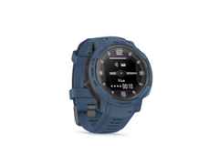 Garmin Instinct Crossover Solar faserverstärktes Polymer dunkelblau 45 mm Kautschukband dunkelblau – Herrenuhren Uhr Multifunktion aus Kautschuk und Kunststoff. Das Gehäuse ist rund und blau. Das Kautschuk / Kunststoff / Silikon Armband ist blau. Das Zifferblatt ist analog digital und schwarz. – Ansicht 4