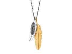 Heiring Feather Aktionsangebot 3 Federn mit Kette 70 cm Silber gelbvergoldet – Halsschmuck Kette mit Anhänger aus 925 Silber, PVD beschichtet und und .