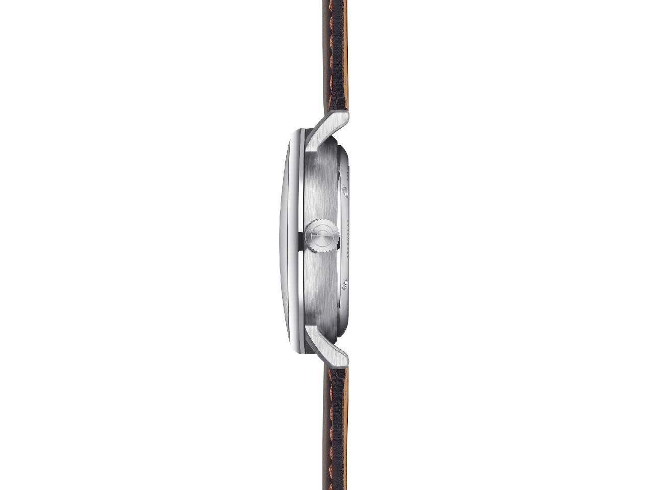Sternglas Naos Pro Automatik Edelstahl 38mm graues Zifferblatt braunes Lederband – Herrenuhren Uhr mit Datum aus Edelstahl. Das Gehäuse ist rund und silber. Das Lederarmband ist braun. Das Zifferblatt ist arabisch Index und grau. – Ansicht 3