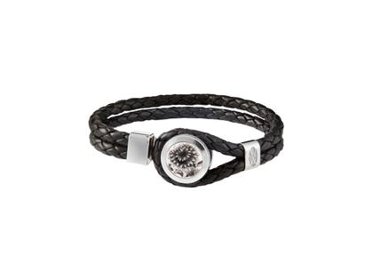 Meissen Lederarmband "The Original - Chrysantheme schwarz" Silber mit Meissener Porzellan – Armschmuck Armband in schwarz und aus 925 Silber, Leder und Porzellan.