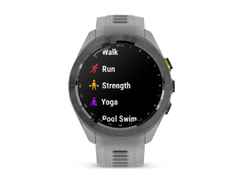 Garmin Approach S70 Smartwatch Kunststoff 42mm digitale Anzeige graues Silikonband – Herrenuhren Uhr Multifunktion aus Keramik und Kunststoff. Das Gehäuse ist rund und grau. Das Kautschuk / Kunststoff / Silikon Armband ist grau. Das Zifferblatt ist digital und schwarz. – Ansicht 3