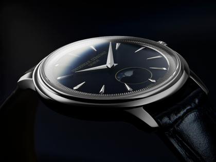 Frederique Constant Classics Moneta Moonphase Quarz 37mm blaues Zifferblatt blaues Lederband – Herrenuhren Uhr ohne Datum aus Edelstahl und Leder. Das Gehäuse ist rund und silber. Das Lederarmband ist blau. Das Zifferblatt ist ein Index in blau. – Ansicht 5