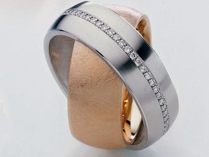 Jörg Kaiser Ring im Ring: Damenring mit Billanten - beweglich – Ringe Ring mit Besatz aus 750 Rotgold, 950 Platin und und .