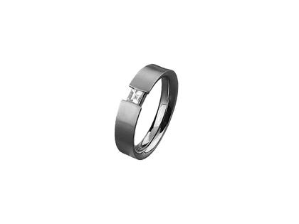 Meilenstein Ring eckig Platin mit Carré-Diamant 0,170ct – Ringe Ring mit Besatz in grau und aus 950 Platin.