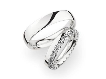 Christian Bauer Trauring Paar Nr.  81 Palladium – Ringe Trauring mit Besatz aus 950 Palladium.