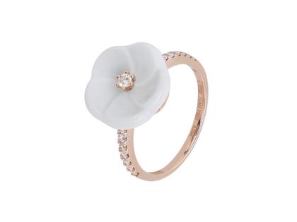 Meissen 1739 Royal Blossom Diamond Ring Roségold Meissener Porzellan mit Brillanten 0,220ct – Ringe Ring mit Besatz in roségold und aus 750 Rotgold.