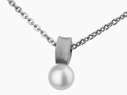 Ernstes Design Struktur Edelstahl Anhänger mit Perle – Anhänger Anhänger mit Besatz aus Edelstahl.
