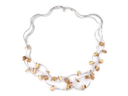 Elaine Firenze Collier Weißgold/Rotgold mit Goldblättchen 3-reihig – Halsschmuck Collier aus 585 Rotgold, 585 Weißgold und und .