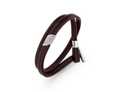 Henrich & Denzel Loop Platin  Lederarmband mit Brillanten 0,27 ct Brombeer – Armschmuck Armband aus 950 Platin, Leder und und .