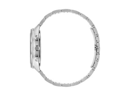 Gucci Interlocking Chronograph Quarz Edelstahl 41mm blaues Zifferblatt Metallband YA142317 – Herrenuhren Chronograph aus Edelstahl und Keramik. Das Gehäuse ist rund und silber. Das Edelstahlarmband ist silber. Das Zifferblatt ist ein Index in blau. – Ansicht 3