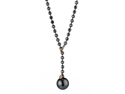 Gellner Urban Flex Collier Silber rhodiniert mit Tahitiperle – Halsschmuck Collier aus 750 Rotgold, 925 Silber und und rhodiniert.