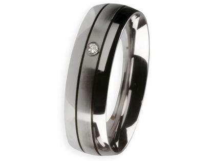 Ernstes Design Ring Nr. 106 R142 – Ringe Trauring mit Besatz aus Edelstahl.
