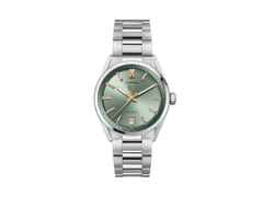 TAG Heuer Carrera Date Automatik Edelstahl 36mm grünes Zifferblatt Metallband – Damenuhren Uhr mit Datum aus Edelstahl. Das Gehäuse ist rund und silber. Das Edelstahlarmband ist silber. Das Zifferblatt ist ein Index in grün.