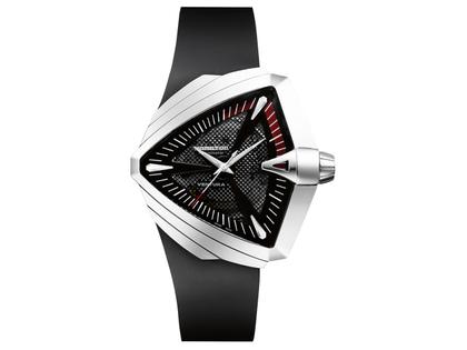 Hamilton Ventura XXL Auto Edelstahl 46x46mm schwarzes Zifferblatt Kautschukband – Herrenuhren Uhr ohne Datum aus Edelstahl und Kautschuk. Das Armband ist ein Kautschuk / Kunststoff / Silikon Armband. Der Zifferblatt ist ein Index.