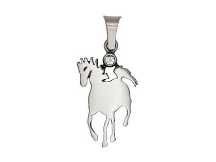 Nordform Motivanhänger Pferd mit Bergkristall – Anhänger Anhänger mit Besatz aus 925 Silber.
