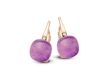 Bigli Mini Sweety "Amethyst Blush" Ohrhänger Roségold Gr. M mit Brillanten 0,040ct – Ohrschmuck Ohrhänger aus 750 Rotgold.