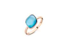 Bigli Mini Chloé Ring Roségold Türkis mit Blautopas und Brillant 0,020ct – Ringe Ring mit Besatz in roségold und aus 750 Rotgold.