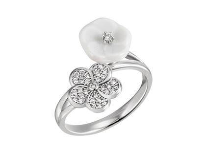 Meissen Blossom Pavé   Blütenring Weißgold – Ringe Ring mit Besatz aus 750 Weißgold.