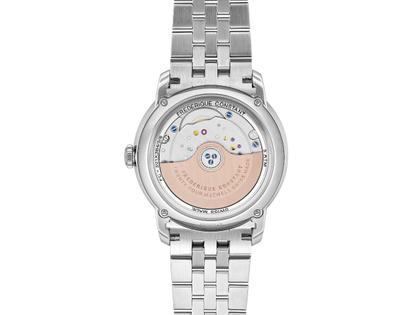 Frederique Constant Classics Premiere Automatik Edelstahl 38,5mm beiges Zifferblatt Metallband – Herrenuhren Uhr ohne Datum aus Edelstahl. Das Gehäuse ist rund und silber. Das Edelstahlarmband ist silber. Das Zifferblatt ist arabisch und beige. – Ansicht 3