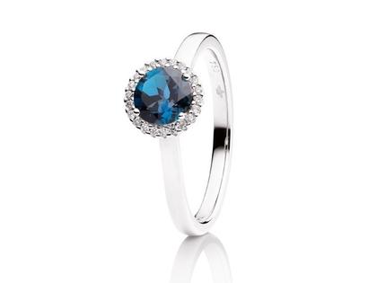 Capolavoro Espressivo Ring Weißgold mit blauem Topas und Brillanten 0,060ct – Ringe Ring aus 750 Weißgold.