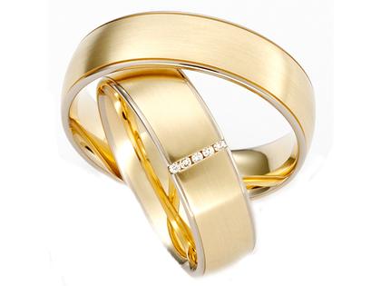 Max Kemper Trauring Paar Gelbgold 6,0mm gewölbt mit Brillanten 0,025ct – Ringe Trauring mit Besatz aus 585 Gelbgold/Weißgold.