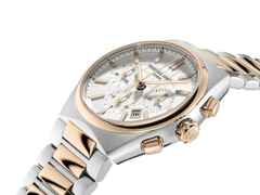 Frederique Constant Highlife Chronograph Automatic Edelstahl 41mm Roségold-PVD silberfarbenes Zifferblatt Metallband – Herrenuhren Chronograph aus Edelstahl, Kautschuk und PVD beschichtet. Das Gehäuse ist rund und silber-roségold. Das Edelstahlarmband ist silber-roségold. Das Zifferblatt ist ein Index in silber. – Ansicht 3