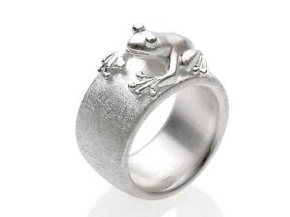 Drachenfels Design Froschkönig und Froschbaby Damenring – Ringe Ring aus 925 Silber.