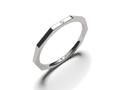 Ringe Ring mit Besatz in grau und aus Silber-Gold Legierung - 90 S.