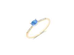 Nanis Dancing in the Rain Azure Ring Gelbgold London  Blue Topas klein – Ringe Ring mit Besatz aus 750 Gelbgold. – Ansicht 2