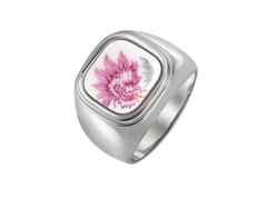 Meissen Ring "Ming-Drache Purpur" – Ringe Ring aus 925 Silber, Porzellan und und rhodiniert.